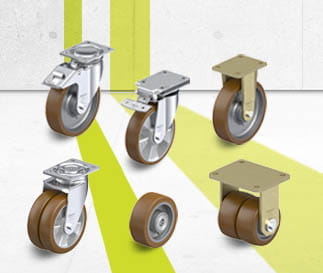 Serie di ruote e ruote con supporto con rivestimento in poliuretano Blickle Besthane
