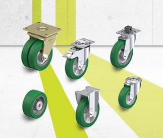 Serie di ruote e ruote con supporto con rivestimento in poliuretano Blickle Softhane