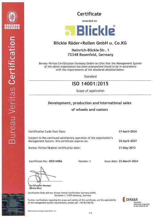 Certificato ambientale DIN ISO 14001