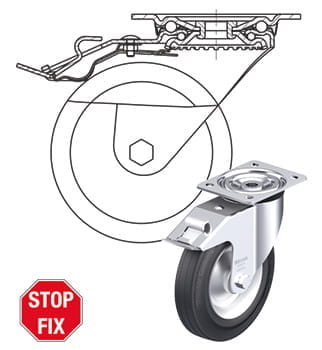 Bloccaggio ruota e gruppo rotante stop-fix Blickle